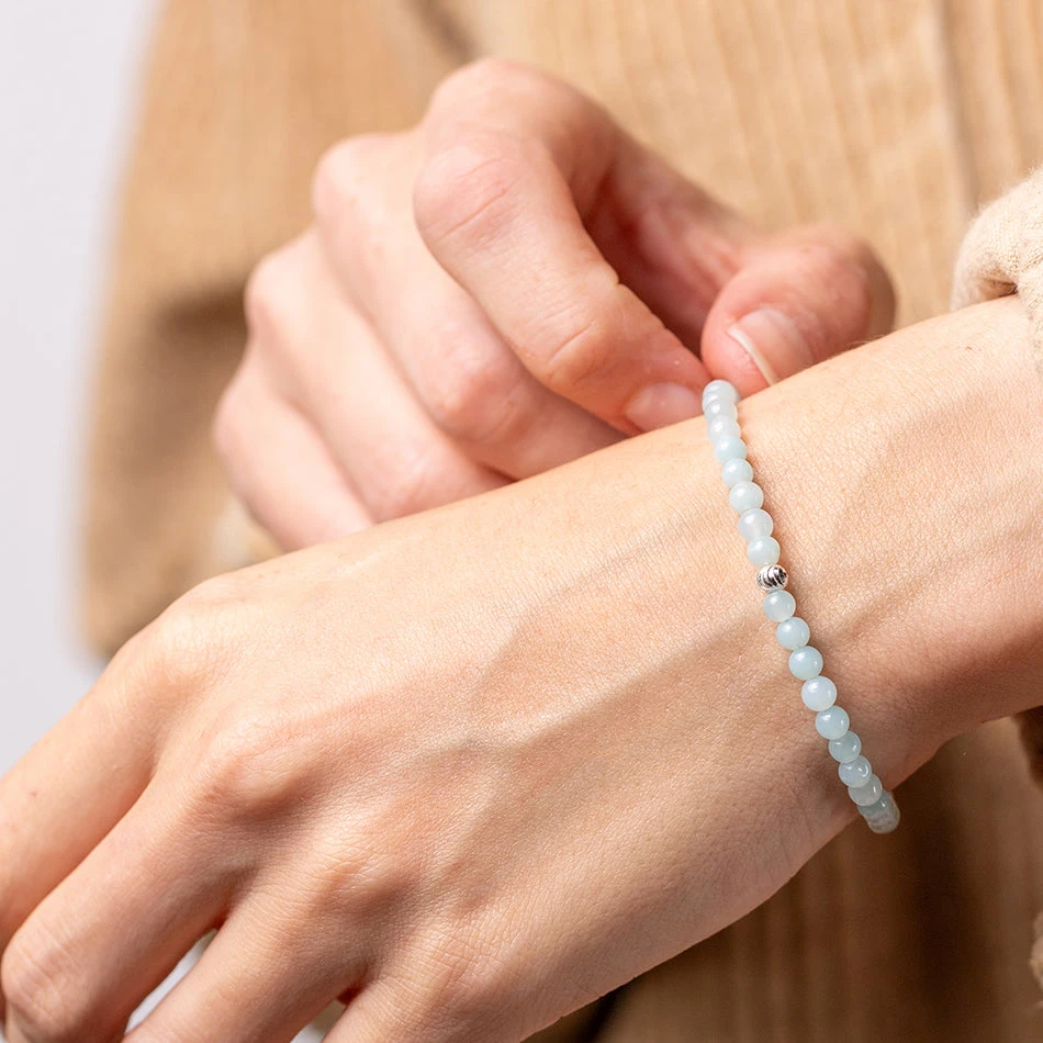 Aquamarine Gemstone Bracelet 4mm(Aquamarine Gemstone Bracelet) 3 Aquamarine Gemstone Bracelet 4mm(Aquamarine Gemstone Bracelet) - Image 3