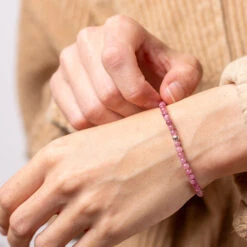 Pink Tourmaline Gemstone Bracelet 4mm(Pink Tourmaline Healing Bracelet) 7 Pink Tourmaline Gemstone Bracelet 4mm(Pink Tourmaline Healing Bracelet) -Djuna Jewelry Store model tourmaline