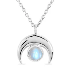 Crescent Moon Necklace With Rainbow Moonstone – Sterling Silver Pendant(Crescent Moonstone Necklace) 6 Crescent Moon Necklace With Rainbow Moonstone – Sterling Silver Pendant(Crescent Moonstone Necklace) -Djuna Jewelry Store moon cresent packshot