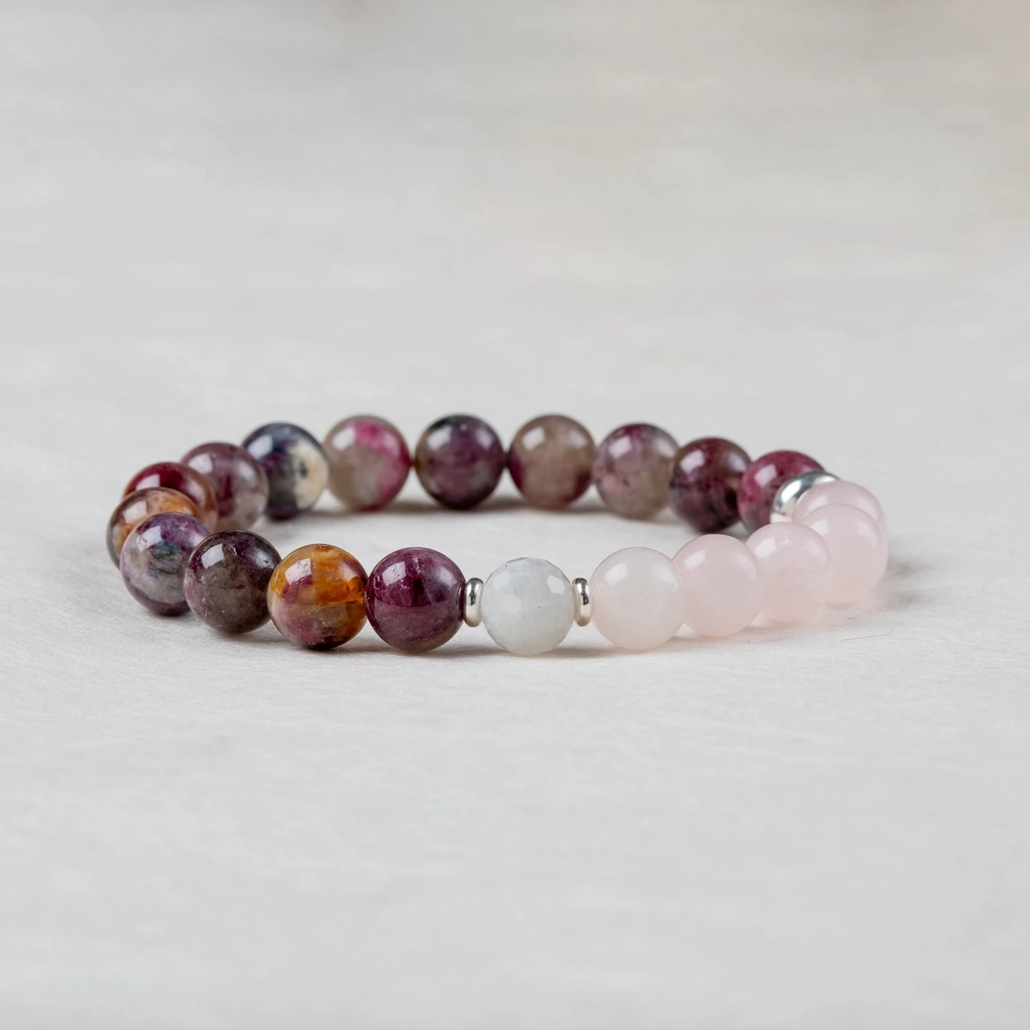 Pink Tourmaline & Rose Quartz Gemstone Dreamweave Bracelet 8mm Beads(Pink Tourmaline Dreamweave Bracelet 8mm) 2 Pink Tourmaline & Rose Quartz Gemstone Dreamweave Bracelet 8mm Beads(Pink Tourmaline Dreamweave Bracelet 8mm) - Image 2