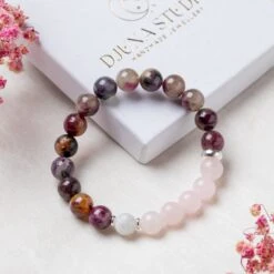 Pink Tourmaline & Rose Quartz Gemstone Dreamweave Bracelet 8mm Beads(Pink Tourmaline Dreamweave Bracelet 8mm)