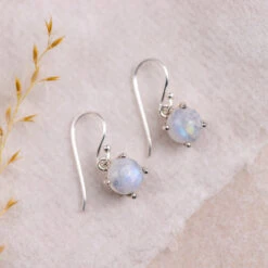 Rainbow Moonstone Wire Drop Crystal Earrings(Moonstone Earrings)