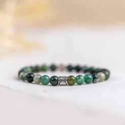 Moss Agate Gemstone Bracelet 6mm(Moss Agate Energy Bracelet)