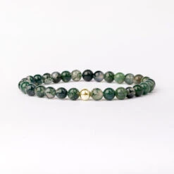 Moss Agate Beaded Bracelet – Essential 6mm Gemstone Crystal Jewellery(Moss Agate Essential Bracelet 6mm) 7 Moss Agate Beaded Bracelet – Essential 6mm Gemstone Crystal Jewellery(Moss Agate Essential Bracelet 6mm) -Djuna Jewelry Store moss agate bracelet gold