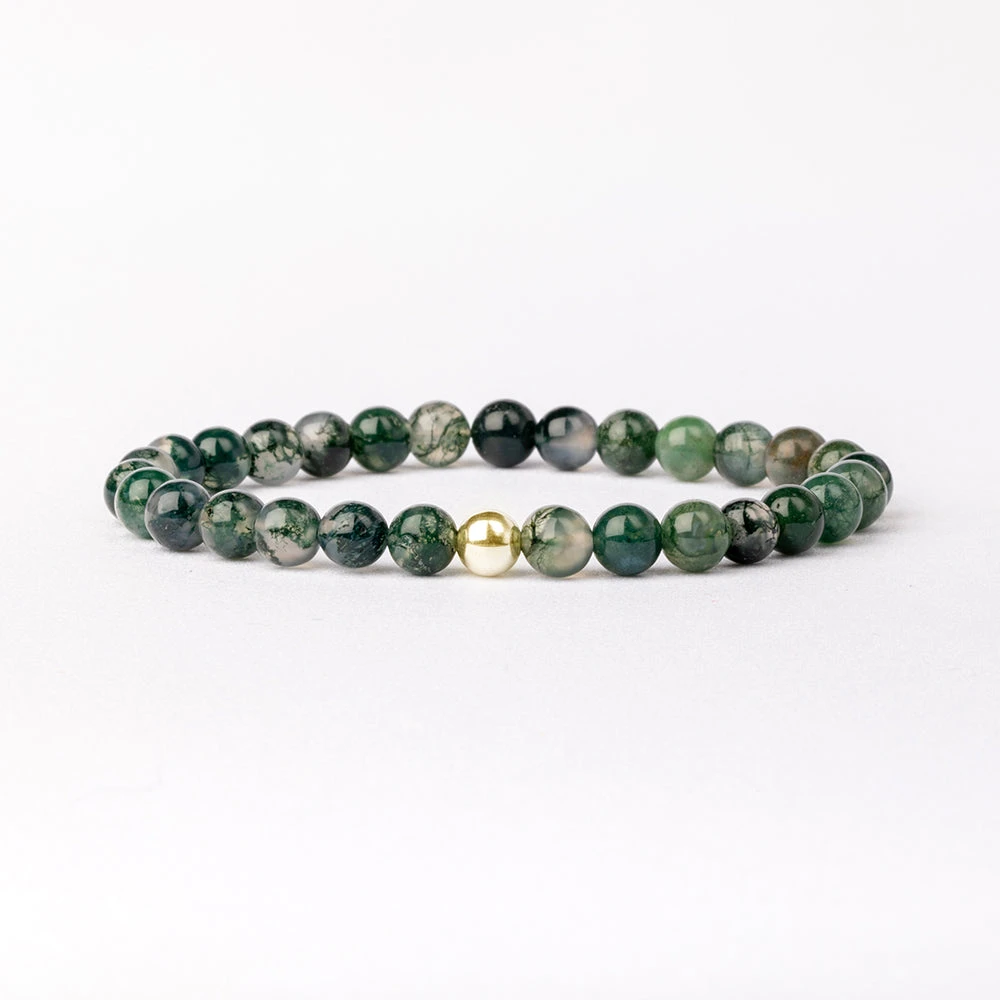 Moss Agate Beaded Bracelet – Essential 6mm Gemstone Crystal Jewellery(Moss Agate Essential Bracelet 6mm) 4 Moss Agate Beaded Bracelet – Essential 6mm Gemstone Crystal Jewellery(Moss Agate Essential Bracelet 6mm) - Image 4