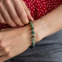 Wellness Gift Box For Positivity – Crystals, Affirmations & Self-Care Items(Positivity Gift Box) -Djuna Jewelry Store moss agate bracelet lava 2