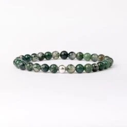 Moss Agate Beaded Bracelet – Essential 6mm Gemstone Crystal Jewellery(Moss Agate Essential Bracelet 6mm)