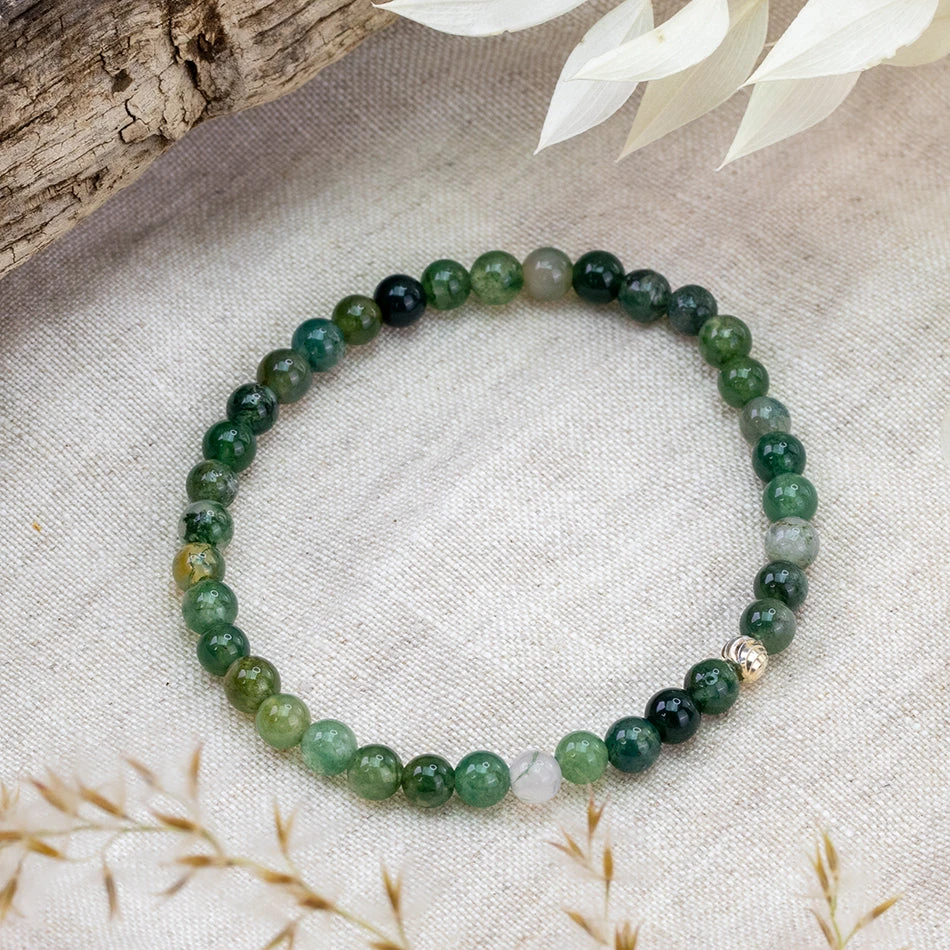 Moss Agate Gemstone Bracelet 4mm(Moss Agate Healing Bracelet) 2 Moss Agate Gemstone Bracelet 4mm(Moss Agate Healing Bracelet) - Image 2