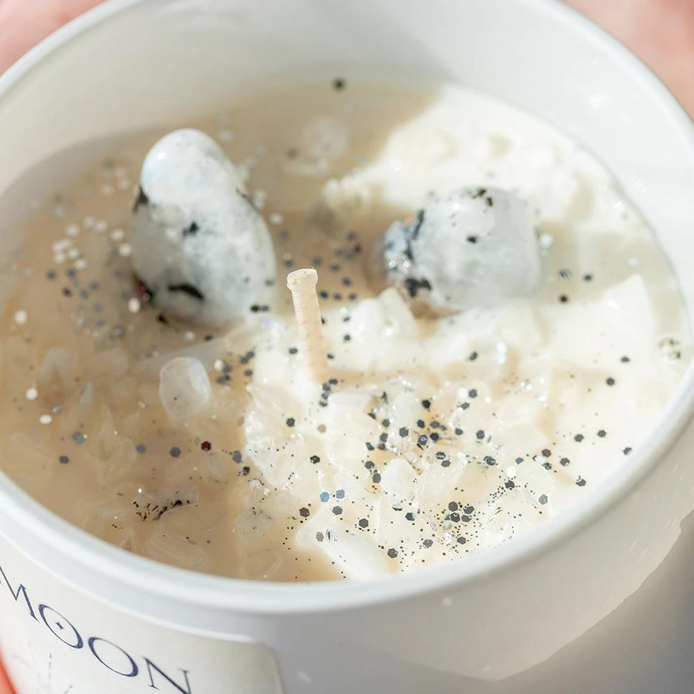 Moonstone Crystal Candle – New Moon Ritual, Intuition & Manifestation(New Moon Candle With Moonstone Crystals) 2 Moonstone Crystal Candle – New Moon Ritual, Intuition & Manifestation(New Moon Candle With Moonstone Crystals) - Image 2