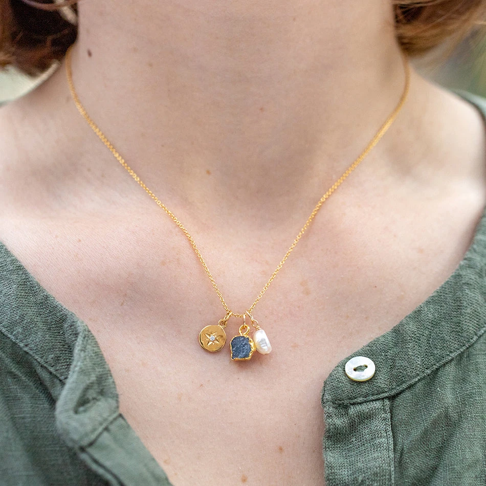 Sapphire North Star Charm Necklace (September Birthstone)(Sapphire North Star Charm Necklace September Birthstone) 2 Sapphire North Star Charm Necklace (September Birthstone)(Sapphire North Star Charm Necklace September Birthstone) - Image 2