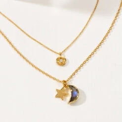 Moonlit Sky Layered Necklace Set With Labradorite(Stellar Necklace Set Labradorite)