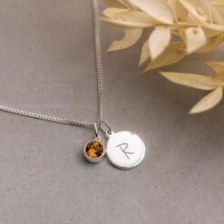 Personalised November Birthstone Necklace - Topaz Crystal(Personalised Birthstone Necklace 1)