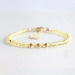 Citrine Sagittarius Birthstone Bracelet – Dainty Faceted Beads, Handmade Jewellery(Citrine Dainty Bracelet)