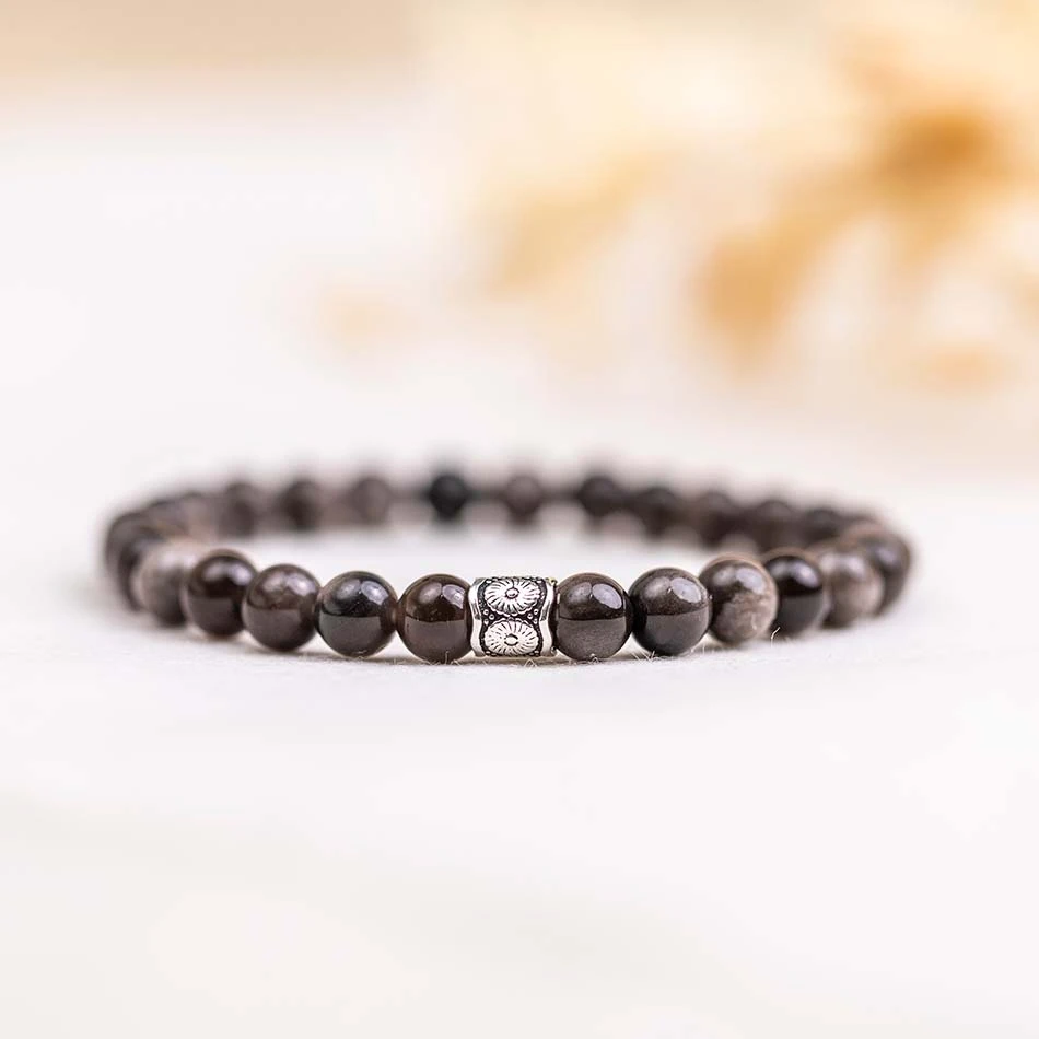 Silver Sheen Obsidian Gemstone Bracelet 6mm(Silver Sheen Obsidian Gemstone Energy Bracelet) 1 Silver Sheen Obsidian Gemstone Bracelet 6mm(Silver Sheen Obsidian Gemstone Energy Bracelet)