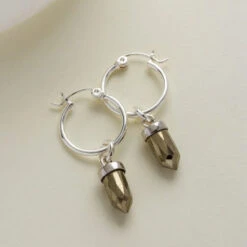 Pyrite On Point Hoop Earrings(Pyrite On Point Hoop Earrings)