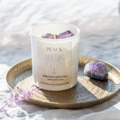 Amethyst Crystal Candle – Inner Peace, Relaxation & Clarity | Handmade In UK(Peace Crystal Candle With Amethyst Crystals)