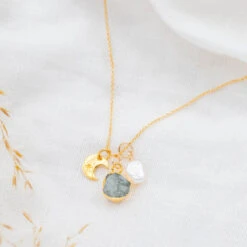 Peridot Crescent Moon Charm Necklace (August Birthstone)(Copy Of Sapphire Crescent Moon Charm Necklace September Birthstone)