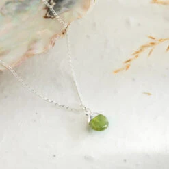 Teardrop Peridot Gemstone Necklace - Sterling Silver(Teardrop Peridot Necklace Sterling Silver)