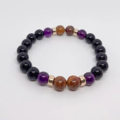 Stability And Serenity - Black Tourmaline And Petrified Wood(Stability And Serenity Black Tourmaline Petrified Wood And Amethyst Bracelet 8mm) -Djuna Jewelry Store petrified wood trio 2