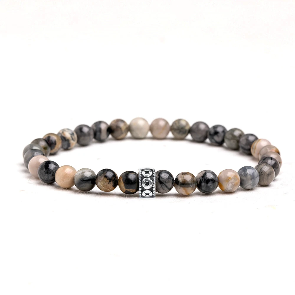 Men's Picasso Jasper Gemstone Bracelet 6mm(Mens Picasso Jasper Gemstone Bracelet 6mm) 1 Men's Picasso Jasper Gemstone Bracelet 6mm(Mens Picasso Jasper Gemstone Bracelet 6mm)