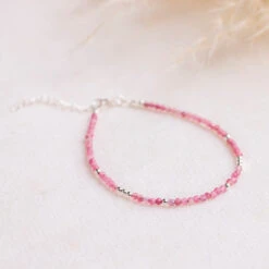 Pink Tourmaline Bracelet β Dainty Crystal Jewellery With Sterling Silver(Pink Tourmaline Bracelet Dainty)