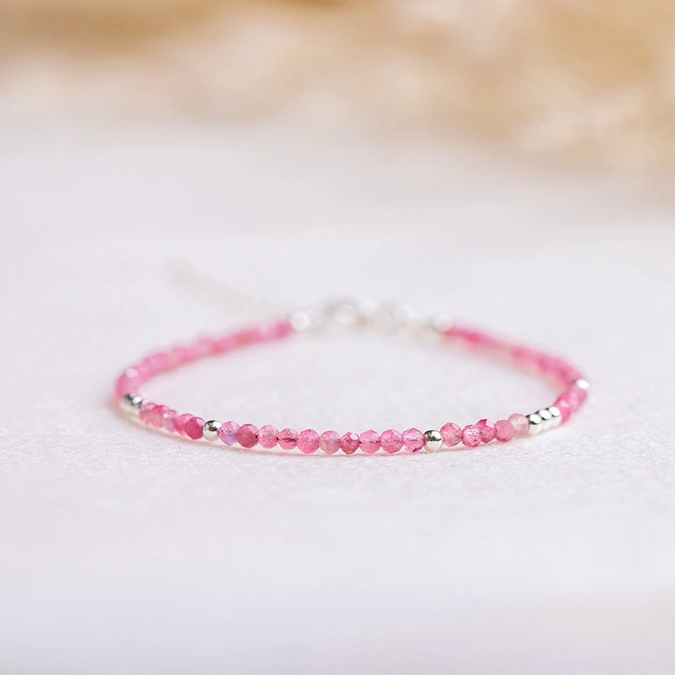 Pink Tourmaline Bracelet – Dainty Crystal Jewellery With Sterling Silver(Pink Tourmaline Bracelet Dainty) 2 Pink Tourmaline Bracelet – Dainty Crystal Jewellery With Sterling Silver(Pink Tourmaline Bracelet Dainty) - Image 2