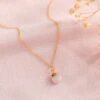 Pink Opal Gemstone Necklace – Teardrop Pendant, Handmade Gold Plated(Tiny Teardrop Pink Opal Necklace)