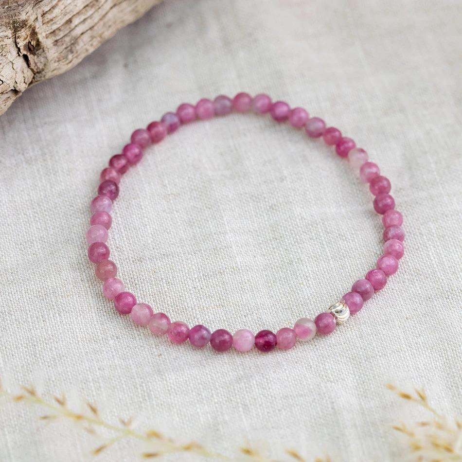 Pink Tourmaline Gemstone Bracelet 4mm(Pink Tourmaline Healing Bracelet) 2 Pink Tourmaline Gemstone Bracelet 4mm(Pink Tourmaline Healing Bracelet) - Image 2