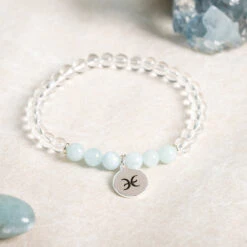 Pisces Zodiac Gift Set With Crystal Bracelet & Zodiac Charm(Pisces Zodiac Gift Set) -Djuna Jewelry Store pisces aquamarine