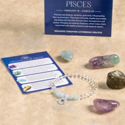 Pisces Zodiac Gift Set With Crystal Bracelet & Zodiac Charm(Pisces Zodiac Gift Set)