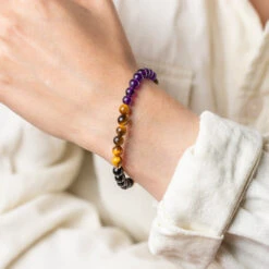 Journey's Guard Gemstone Bracelet With Black Tourmaline, Amethyst & Tiger's Eye(The Power Of 3 Tourmaline Tiger Eye And Amethyst Bracelet) 5 Journey's Guard Gemstone Bracelet With Black Tourmaline, Amethyst & Tiger's Eye(The Power Of 3 Tourmaline Tiger Eye And Amethyst Bracelet) -Djuna Jewelry Store power of 3 amethyst 2