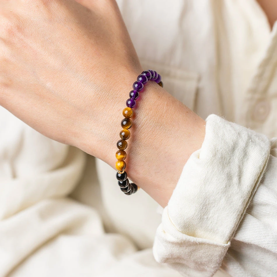 Journey's Guard Gemstone Bracelet With Black Tourmaline, Amethyst & Tiger's Eye(The Power Of 3 Tourmaline Tiger Eye And Amethyst Bracelet) 3 Journey's Guard Gemstone Bracelet With Black Tourmaline, Amethyst & Tiger's Eye(The Power Of 3 Tourmaline Tiger Eye And Amethyst Bracelet) - Image 3