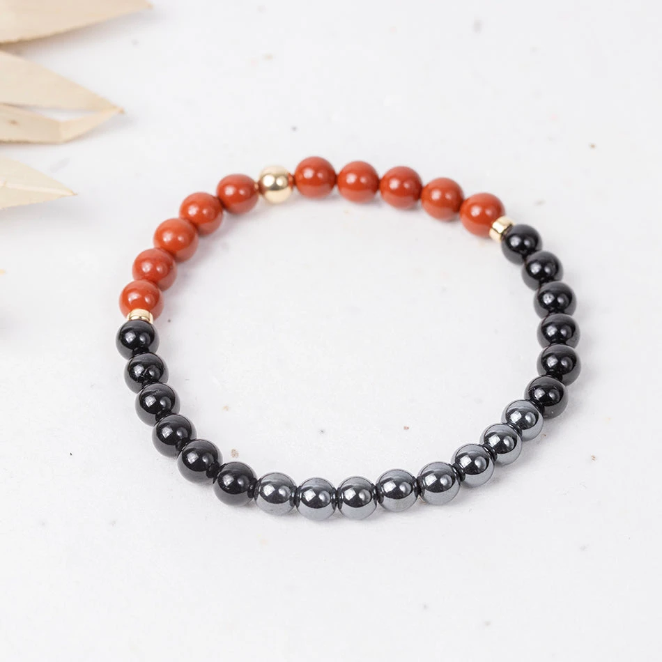 Strength & Stability: Red Jasper, Black Tourmaline & Hematite Gemstone Bracelet(The Power Of 3 Tourmaline Hematite And Red Jasper) 1 Strength & Stability: Red Jasper, Black Tourmaline & Hematite Gemstone Bracelet(The Power Of 3 Tourmaline Hematite And Red Jasper)