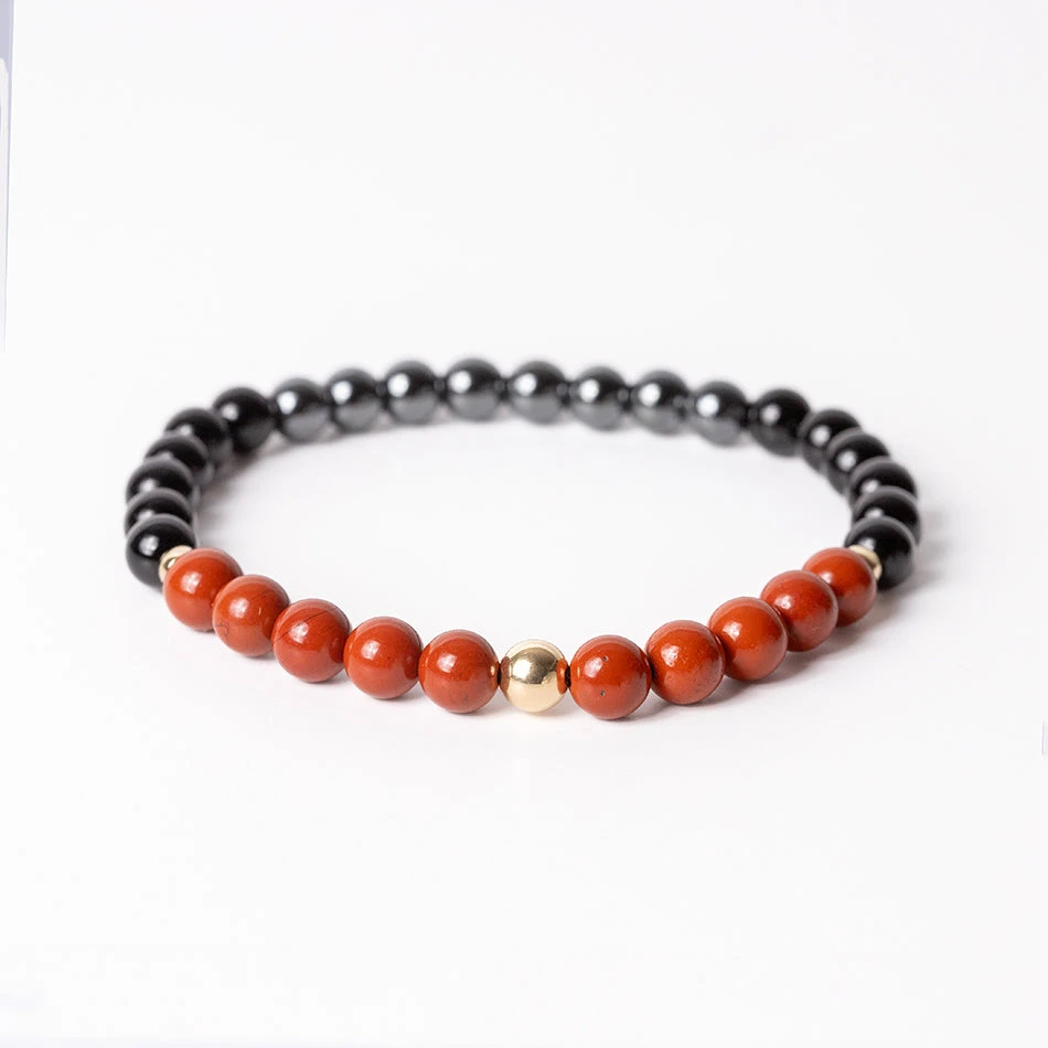 Strength & Stability: Red Jasper, Black Tourmaline & Hematite Gemstone Bracelet(The Power Of 3 Tourmaline Hematite And Red Jasper) 3 Strength & Stability: Red Jasper, Black Tourmaline & Hematite Gemstone Bracelet(The Power Of 3 Tourmaline Hematite And Red Jasper) - Image 3