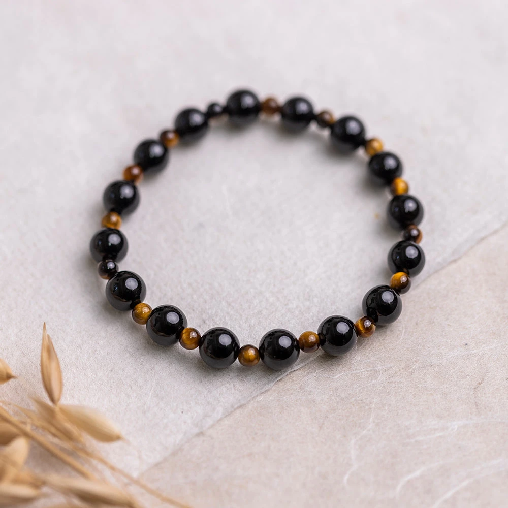 Success & Prosperity Bracelet With Black Tourmaline And Tiger's Eye Beads(Happy Go Lucky Power Bracelet) 1 Success & Prosperity Bracelet With Black Tourmaline And Tiger's Eye Beads(Happy Go Lucky Power Bracelet)