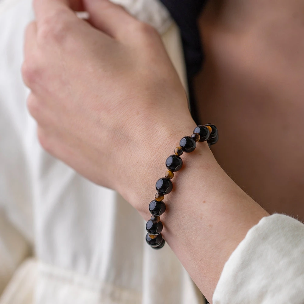 Success & Prosperity Bracelet With Black Tourmaline And Tiger's Eye Beads(Happy Go Lucky Power Bracelet) 3 Success & Prosperity Bracelet With Black Tourmaline And Tiger's Eye Beads(Happy Go Lucky Power Bracelet) - Image 3