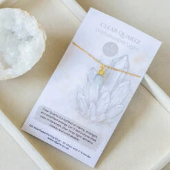 Clear Quartz Necklace – Raw Crystal Pendant – Gold Dipped Healing Stone Jewellery(Natural Quartz Raw Crystal Pendant Gold Dipped Unshakeable Light)