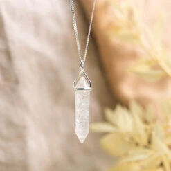Quartz Point Pendant On Sterling Silver Chain(Quartz Sterling Silver Point Pendant)