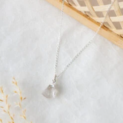 Raw Quartz Necklace Silver Dipped Pendant(Natural Rose Quartz Necklace With Engraved Disc Charm)