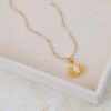 Gold Vermeil Lotus Pendant Necklace With Rainbow Moonstone – Marquise Cut Centre(Gold Vermeil Lotus Pendant Necklace With Rainbow Moonstone Marquise Cut Centre)