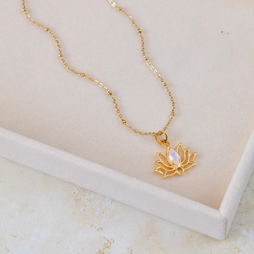 Gold Vermeil Lotus Pendant Necklace With Rainbow Moonstone – Marquise Cut Centre(Gold Vermeil Lotus Pendant Necklace With Rainbow Moonstone Marquise Cut Centre) 1 Gold Vermeil Lotus Pendant Necklace With Rainbow Moonstone – Marquise Cut Centre(Gold Vermeil Lotus Pendant Necklace With Rainbow Moonstone Marquise Cut Centre)