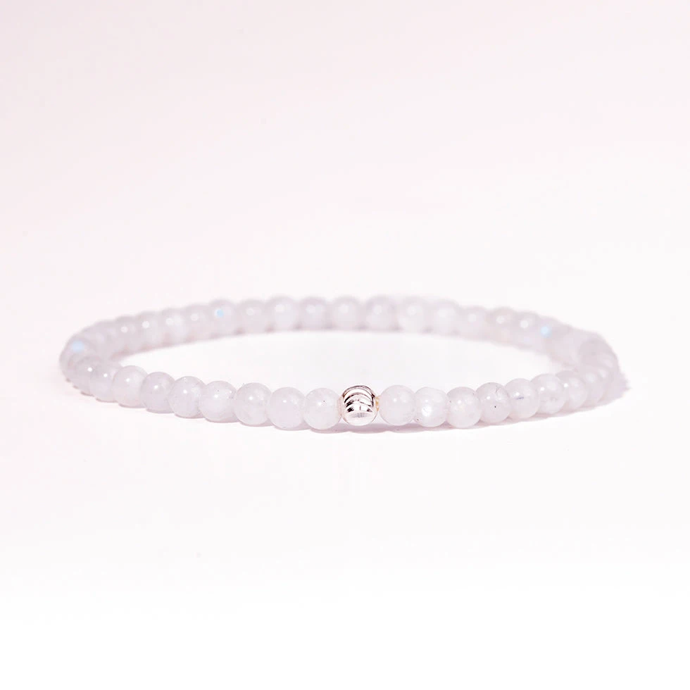 Rainbow Moonstone Gemstone Bracelet – 4mm Beads With Sterling Silver Accent(Rainbow Moonstone) 7 Rainbow Moonstone Gemstone Bracelet – 4mm Beads With Sterling Silver Accent(Rainbow Moonstone) - Image 7