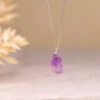 Raw Amethyst Necklace – Threaded Crystal Pendant On Sterling Silver Chain(Natural Amethyst Necklace)