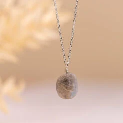 Natural Labradorite Necklace With Threaded Pendant(Natural Labradorite Necklace)