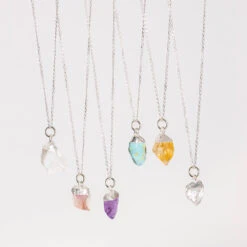 Raw Quartz Necklace Silver Dipped Pendant(Natural Rose Quartz Necklace With Engraved Disc Charm) -Djuna Jewelry Store raw necklace feature 3