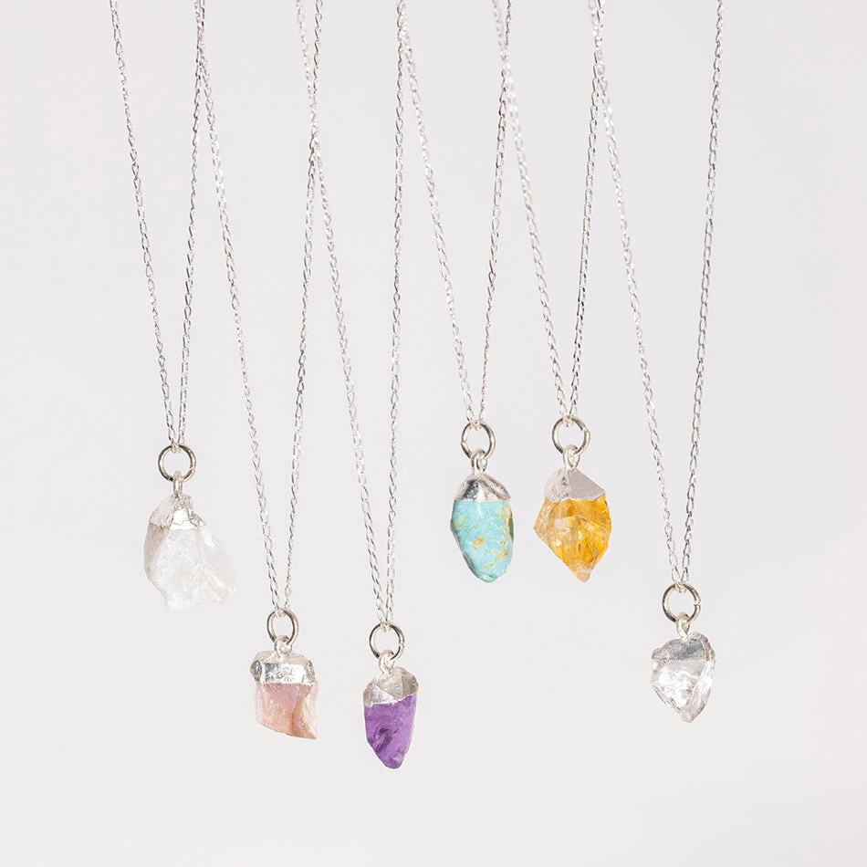 Raw Citrine Necklace - Silver Dipped Crystal Pendant(Natural Citrine Necklace With Engraved Initial Charm) 4 Raw Citrine Necklace - Silver Dipped Crystal Pendant(Natural Citrine Necklace With Engraved Initial Charm) - Image 4