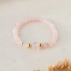 Open Heart Rose Quartz Gemstone Bracelet 6mm(Open Heart Gemstone Bracelet 6mm)