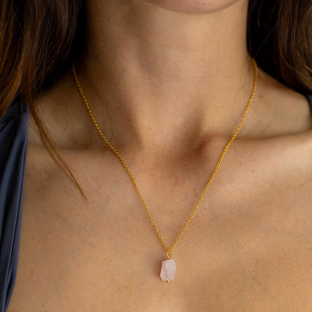 Raw Rose Quartz Pendant Necklace – Healing Crystal Jewellery For Self-Love(Rose Quartz Necklace You Are Held) 3 Raw Rose Quartz Pendant Necklace – Healing Crystal Jewellery For Self-Love(Rose Quartz Necklace You Are Held) - Image 3