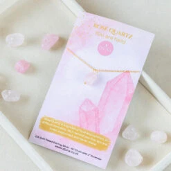 Raw Rose Quartz Pendant Necklace – Healing Crystal Jewellery For Self-Love(Rose Quartz Necklace You Are Held)