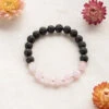Rose Quartz & Lava Stone Bracelet – Crystal Healing & Aromatherapy(Lotus Flower Lava Bead Bracelet)
